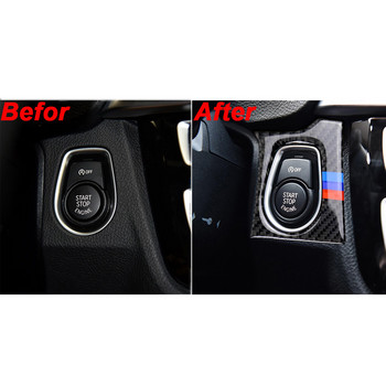 Αυτοκόλλητα αυτοκινήτου από ανθρακονήματα για BMW F30 F34 Σειρά 3 GT Κάλυμμα κουμπιού κινητήρα εκκίνησης αυτοκινήτου Διακοσμητικά αξεσουάρ εσωτερικού χώρου