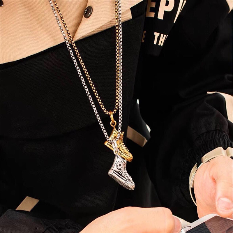 Punk Statement Cipele Ogrlica i privjesak Srebrna boja Legura Vintage američki stil Steampunk Muški lanac Nakit S196