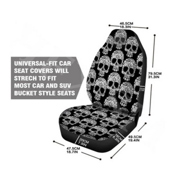 Калъф за столче за кола 3D печат на череп Универсален преден протектор Аксесоари Възглавница Пълна за повечето