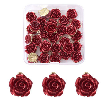 1 кутия 3D Rose Flower Charms Rack Покритие Сплав Висулки Връзки Конектори за Свети Валентин Гривна Колие Изработка на бижута