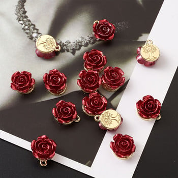 1 кутия 3D Rose Flower Charms Rack Покритие Сплав Висулки Връзки Конектори за Свети Валентин Гривна Колие Изработка на бижута