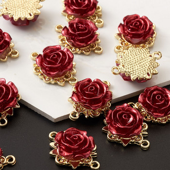 1Box 3D Rose Flower Charms Rack μενταγιόν από κράμα Σύνδεσμοι Σύνδεσμοι για την ημέρα του Αγίου Βαλεντίνου Βραχιόλι Κολιέ Κατασκευή κοσμημάτων
