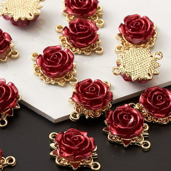 1 кутия 3D Rose Flower Charms Rack Покритие Сплав Висулки Връзки Конектори за Свети Валентин Гривна Колие Изработка на бижута