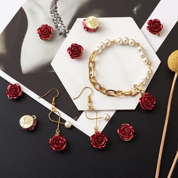 1Box 3D Rose Flower Charms Rack μενταγιόν από κράμα Σύνδεσμοι Σύνδεσμοι για την ημέρα του Αγίου Βαλεντίνου Βραχιόλι Κολιέ Κατασκευή κοσμημάτων