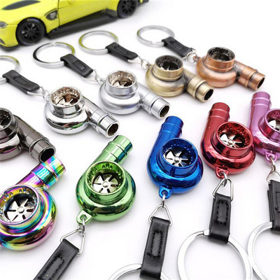 Turbo Keychain With Real Sound Zinc Alloy Turbo Keychain With Sound Sleeve Bearing Spinning Keychain for Auto Accessories S662