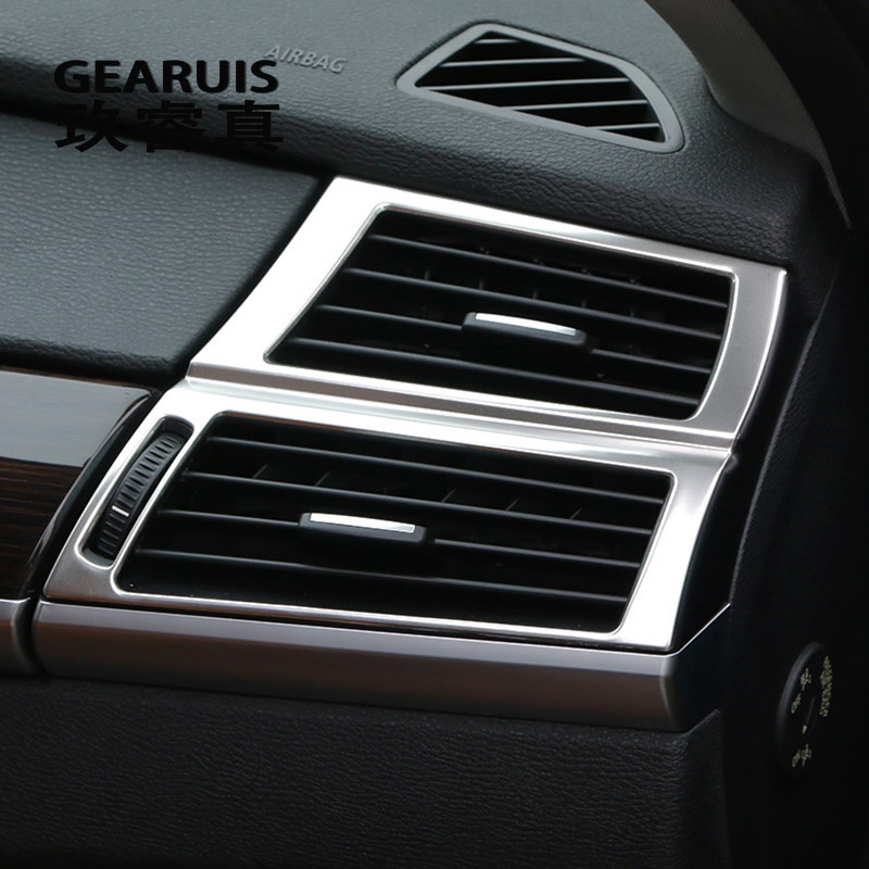 Autó Styling belső Gombok panel keret Dekorációs Borítók Kárpitos Matricák BMW x5 x6 e70 e71 rozsdamentes acél Autó tartozékok