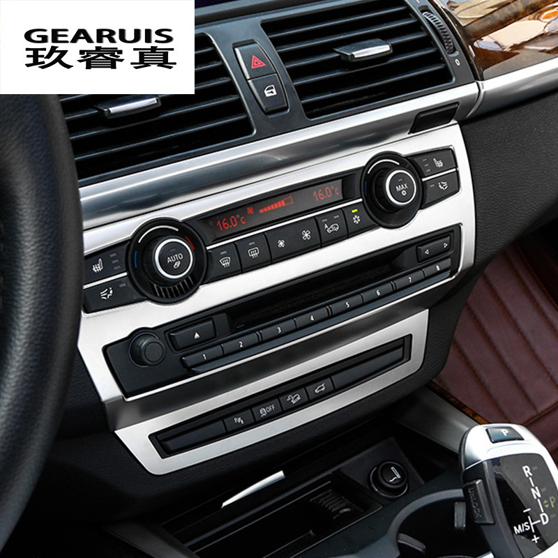 Autó Styling belső Gombok panel keret Dekorációs Borítók Kárpitos Matricák BMW x5 x6 e70 e71 rozsdamentes acél Autó tartozékok