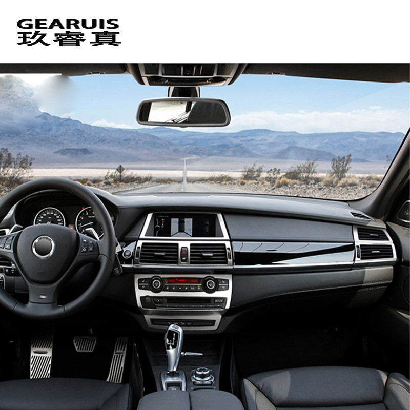 Autó Styling belső Gombok panel keret Dekorációs Borítók Kárpitos Matricák BMW x5 x6 e70 e71 rozsdamentes acél Autó tartozékok