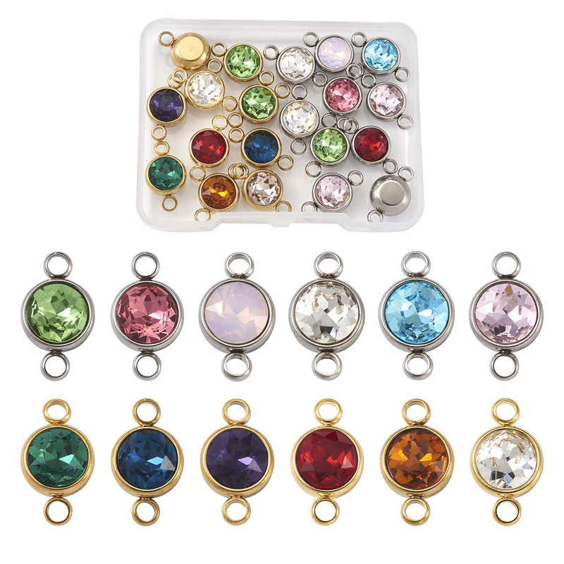20db/doboz K9 Glass Links Connectors Charm Link tálcák 304 rozsdamentes acél hurokkal karkötő fülbevaló nyaklánc ékszer készítéséhez