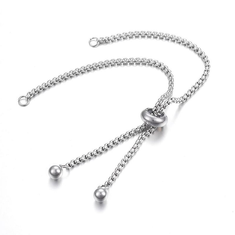 10 db állítható rozsdamentes acél csúszka karkötő Charms Links csúszó hosszabbító lánc női barkácsolás ékszerkészítési kiegészítők 24cm