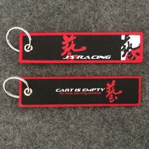 JDM Racing Rock Fashion Ετικέτες Μπρελόκ Ορθογώνιο πολυεστέρα Κέντημα μοτοσικλέτας μπρελόκ αξεσουάρ αυτοκινήτου