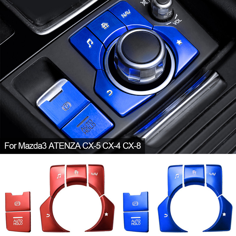 7 DB Alumínium elektronikus rögzítőfék automata rögzítő gomb fedél CX-5 Mazda3 AXELA MAZDA6 ATENZA CX-3 CX-4 CAR STYING