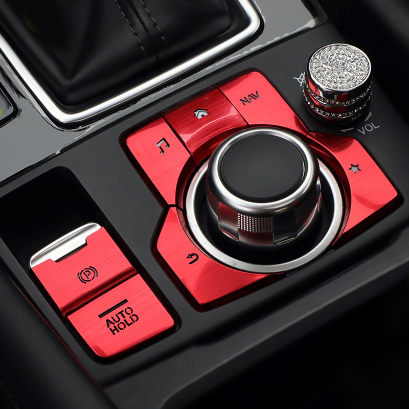 7 DB Alumínium elektronikus rögzítőfék automata rögzítő gomb fedél CX-5 Mazda3 AXELA MAZDA6 ATENZA CX-3 CX-4 CAR STYING
