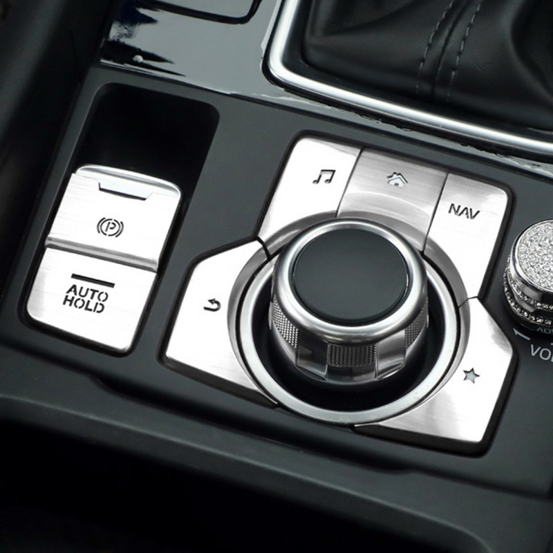 7 DB Alumínium elektronikus rögzítőfék automata rögzítő gomb fedél CX-5 Mazda3 AXELA MAZDA6 ATENZA CX-3 CX-4 CAR STYING