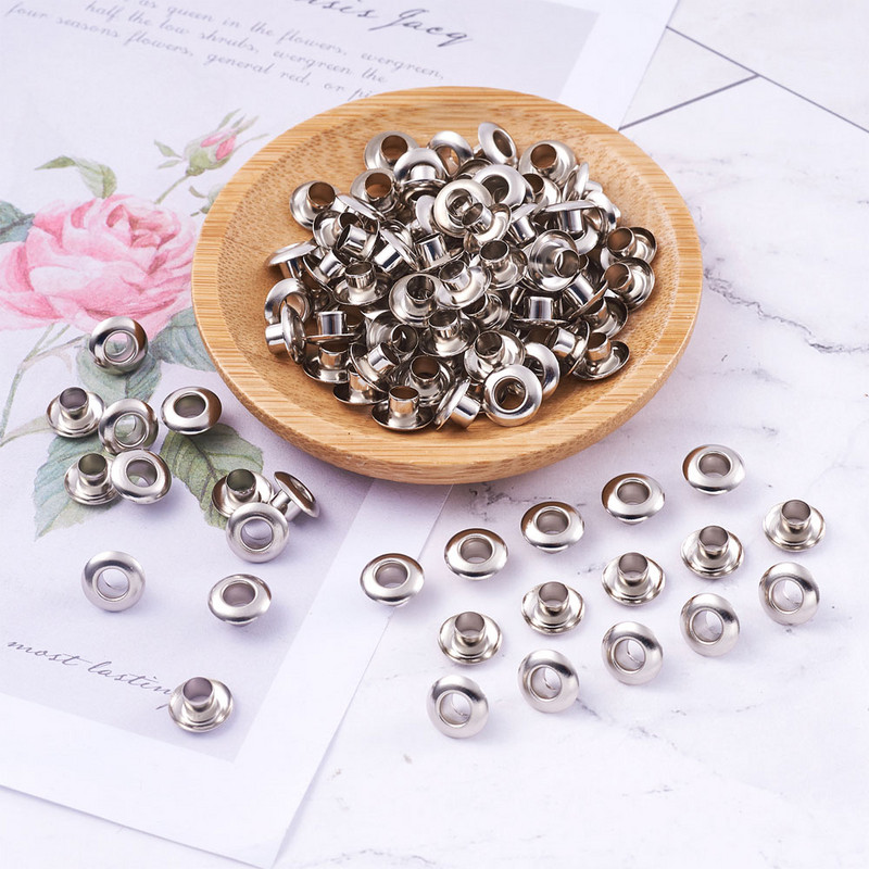 200 db 304 rozsdamentes acél fűzőlyukú gyöngyök bőrművességhez barkács ékszer készítés scrapbooking cipők övsapka táska ruha kiegészítők