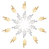 50 бр. Съединители за връзки от неръждаема стомана Талисмани Лазерно изрязани листа с форма 19,5x8,5x1 мм за ръчно изработени колиета, гривни, изработка на бижута