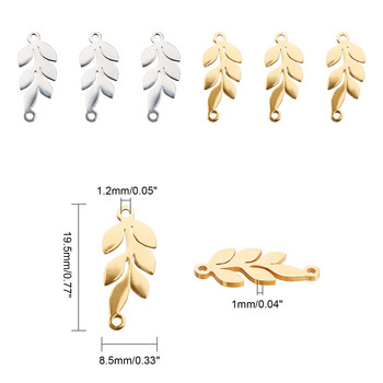 50 бр. Съединители за връзки от неръждаема стомана Талисмани Лазерно изрязани листа с форма 19,5x8,5x1 мм за ръчно изработени колиета, гривни, изработка на бижута