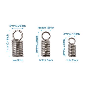 300 бр. Терминатори от неръждаема стомана Пружинни гофрирани краища Закопчалка Конектор Бобина Кабел Крайни капачки Закопчалки Направи си сам Колие Бижута Находки