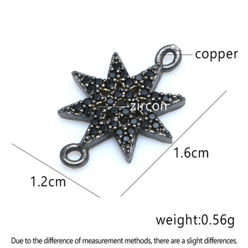 16*12mm Μαύρο κυβικό Zirconia Star Charms Μενταγιόν Αξεσουάρ για DIY χειροποίητα κοσμήματα Βραχιόλι κολιέ κατασκευή