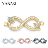 Bakar CZ Infinity Shape 8 slova Charm Connectors Dodaci za žene Narukvica Ogrlica Diy Ručno izrađeni poklon Izrada nakita