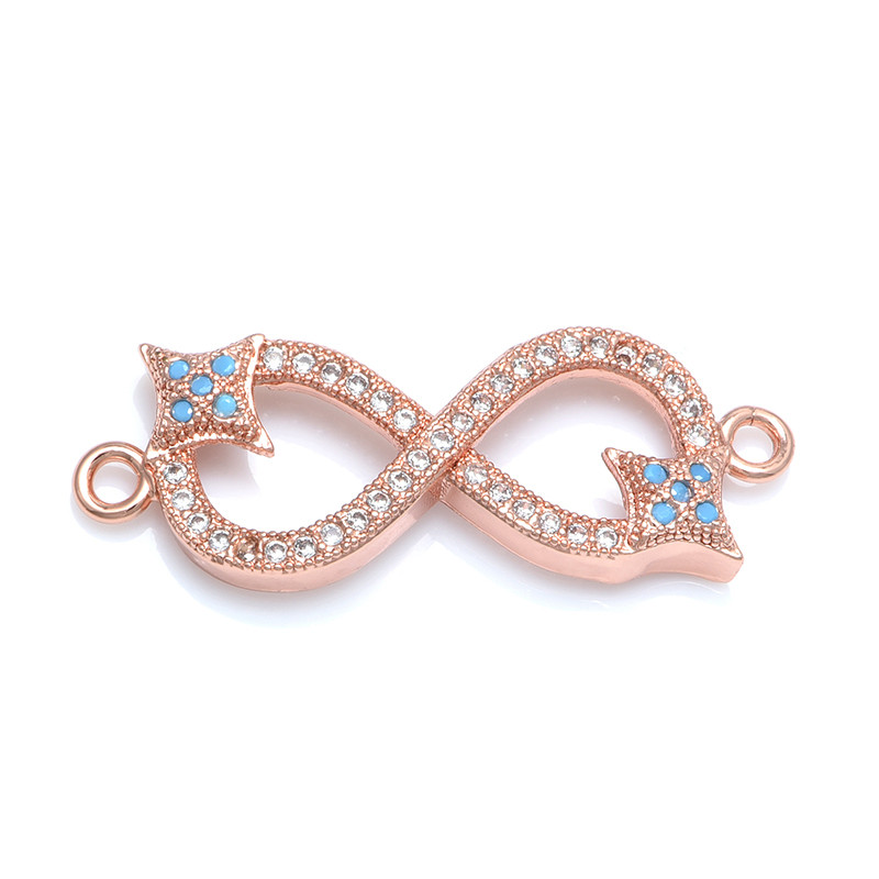 Bakar CZ Infinity Shape 8 slova Charm Connectors Dodaci za žene Narukvica Ogrlica Diy Ručno izrađeni poklon Izrada nakita