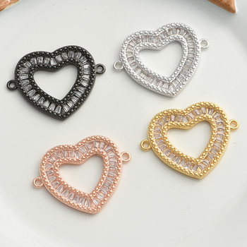 4 Χρώματα Gold Sliver Love Heart Connector Κόσμημα DIY βραχιόλι για γυναίκες εραστές Χειροποίητο τυχερό δώρο γενεθλίων Χονδρική