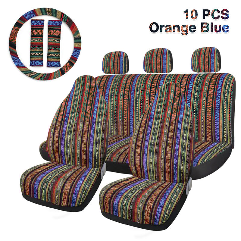 X Autohaux Presvlake za autosjedalice Cijeli set Zaštitna navlaka za automobilska sjedala u etničkom stilu Presvlake za automobilska sjedala Univerzalne u godišnjim dobima