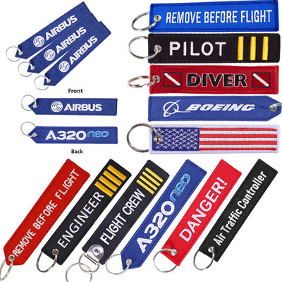 BOEING and AIRBUS Keychain llavero Aviation Gifts Auto Embroider Key Ring Aviation Gifts Key Ring Tag Fobs Customized Keychains
