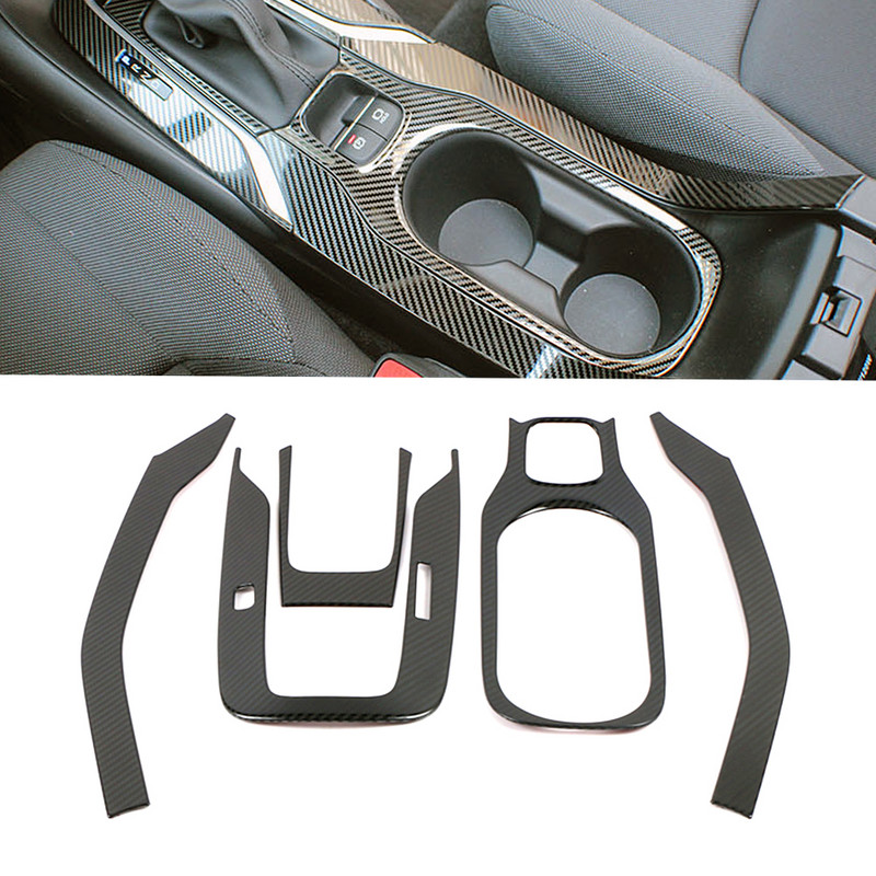 Za Toyotu Corollu 2019 2022 Ploča mjenjača Držač čaše za vodu Poklopac Obloga od nehrđajućeg čelika Naljepnica od ugljičnih vlakana Srebrno crna