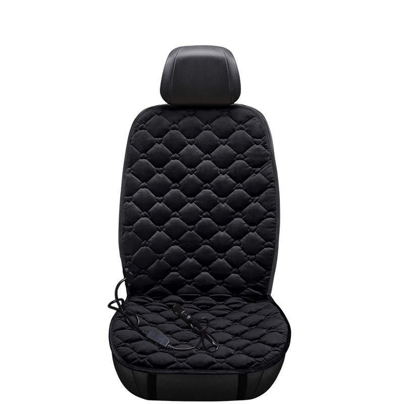 Új 12V fűtött fekete plüss autós üléshuzat párna téli fűtés melegítő szabályozó hőmérséklet elektromos fűtő ülés párna