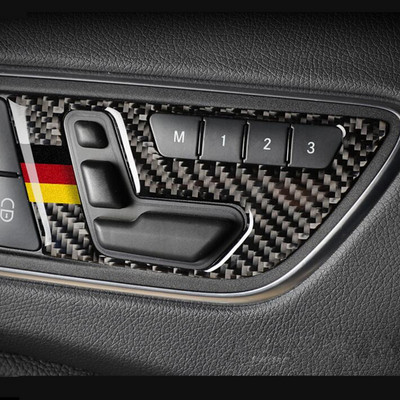 Oglekļa šķiedras automašīnu durvju pogas Sēdekļa regulēšanas paneļa pārsega apdare 2gab Mercedes Benz GLA X156 CLA C117 AB klasei 2011-2018