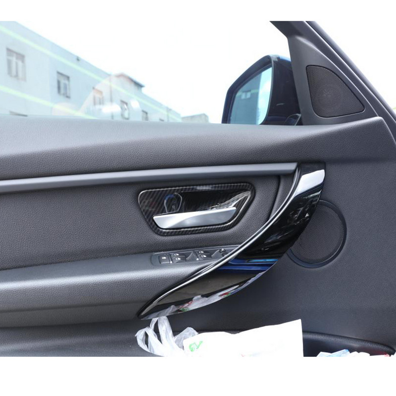 Carbon Fiber Look autós ajtókilincs borítások kárpit BMW 3 4 sorozathoz F30 F34 3GT belső autótartozékok ABS ezüst
