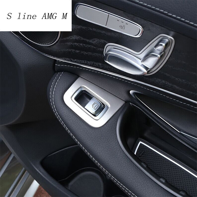 Autóstílus ablakemelő gomb kapcsoló panel burkolat Matricák kárpit Mercedes Benz C Class W205 GLC X253 Autótartozékok LHD RHD