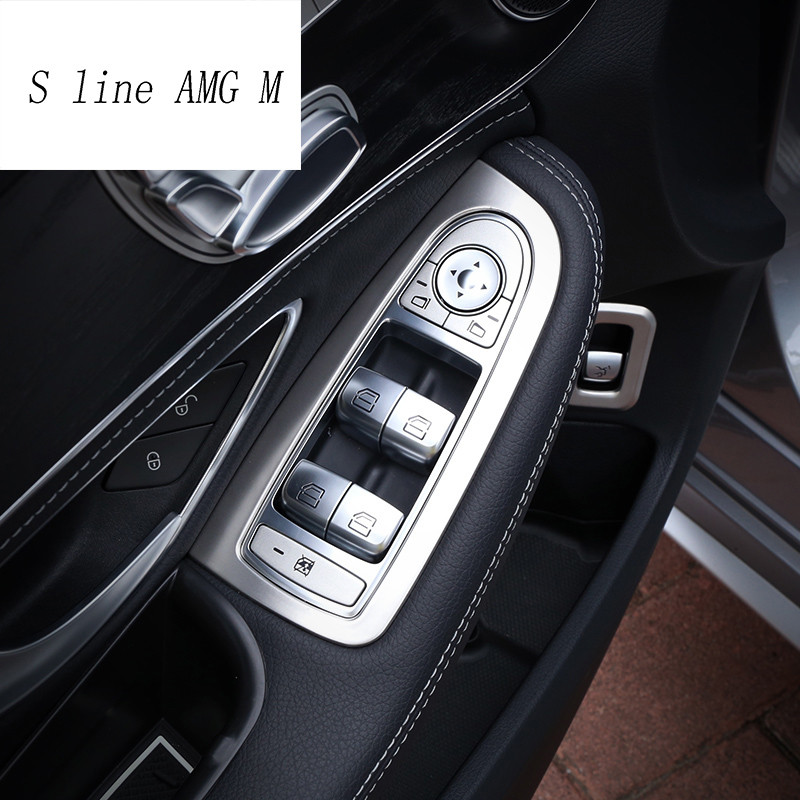Autóstílus ablakemelő gomb kapcsoló panel burkolat Matricák kárpit Mercedes Benz C Class W205 GLC X253 Autótartozékok LHD RHD