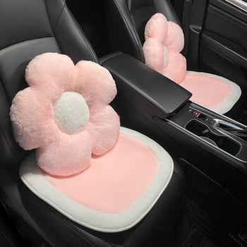 Зимна мека плюшена универсална калъфка за столче за кола Розово бяла изкуствена заешка кожа Автоматични възглавници за седалки Подложки Затоплят Аксесоари за кола