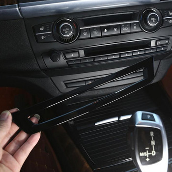 Μαύρη Κεντρική Κονσόλα Κλιματισμού Όγκος CD Διακοσμητικό Κάλυμμα Πλαισίου Για BMW X5 E70 X6 E71 2008-2014 Ανοξείδωτο