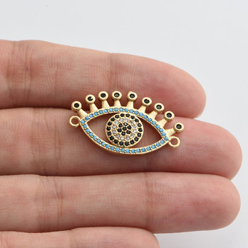 Πολυτελές Evil Eye Connector Diy κοσμήματα κατασκευής αξεσουάρ Χαλκός με ζιργκόν Rhinestone DIY Χειροποίητο αντρικό γυναικείο βραχιόλι