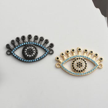 Πολυτελές Evil Eye Connector Diy κοσμήματα κατασκευής αξεσουάρ Χαλκός με ζιργκόν Rhinestone DIY Χειροποίητο αντρικό γυναικείο βραχιόλι