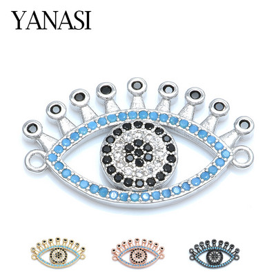 Luxus Evil Eye Connector Diy ékszer készítés Kiegészítők Réz cirkon strassz DIY kézzel készített férfi női karkötő