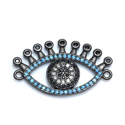 Luxus Evil Eye Connector Diy ékszer készítés Kiegészítők Réz cirkon strassz DIY kézzel készített férfi női karkötő