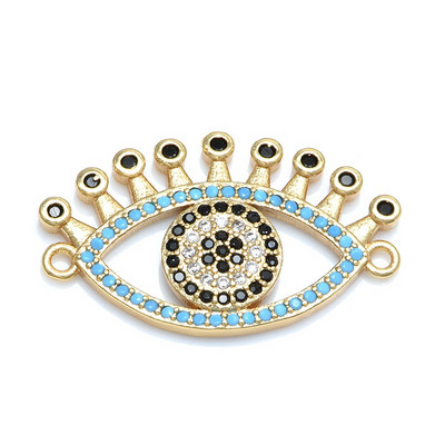 Luxus Evil Eye Connector Diy ékszer készítés Kiegészítők Réz cirkon strassz DIY kézzel készített férfi női karkötő