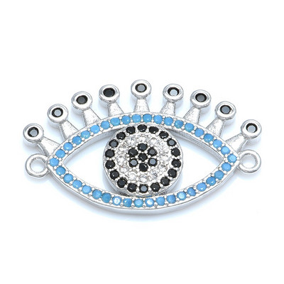 Luxus Evil Eye Connector Diy ékszer készítés Kiegészítők Réz cirkon strassz DIY kézzel készített férfi női karkötő