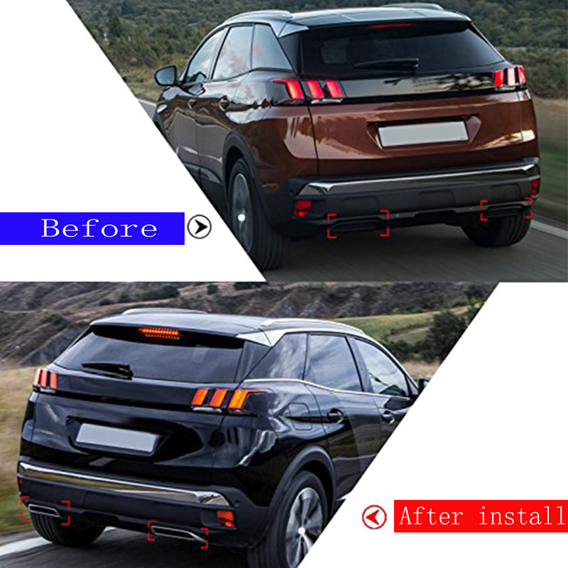 για Peugeot 3008 4008 5008 Allure 17-22 ABS Πίσω σιγαστήρας αυτοκινήτου Κάλυμμα σωλήνα εξάτμισης Κάλυμμα σωλήνα εξάτμισης Αυτοκόλλητα αξεσουάρ αυτοκινήτου