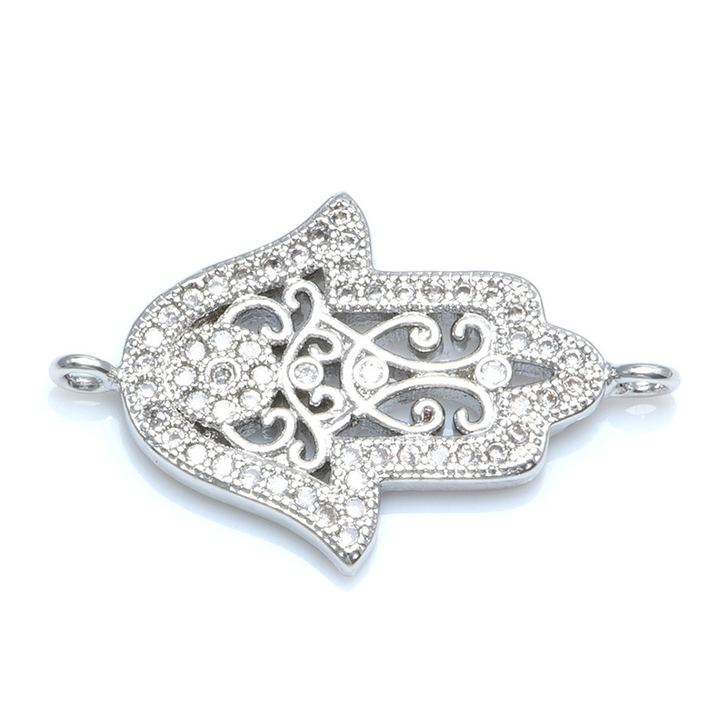 Kéz formájú Fatima Hamsa tenyér összekötő bűbáj karkötőhöz karkötőhöz Ékszer barkácsolás Női férfi ékszer készítés