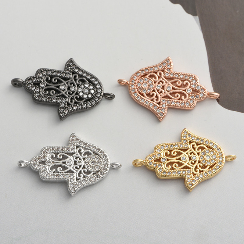 Kéz formájú Fatima Hamsa tenyér összekötő bűbáj karkötőhöz karkötőhöz Ékszer barkácsolás Női férfi ékszer készítés