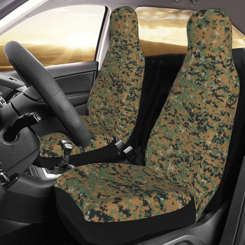 Marpat Military Army Camo Предна автоматична калъфка за седалка Печат Woodland Camouflage Калъфи за автомобилни седалки Подходящи за всеки камион Ван RV SUV 2 броя