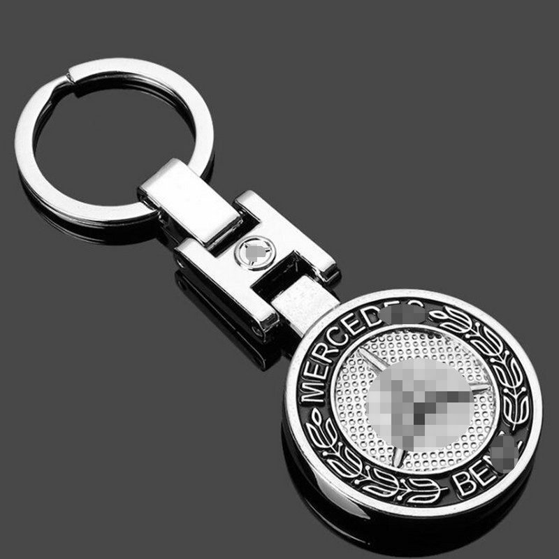 Steaua neagră, emblemă, inel de dafin, breloc din aliaj, breloc, set de brelocuri cromate, accesorii pentru breloc decorativ Mercedes Benz