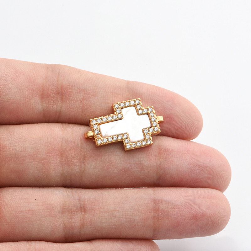 Shell Cross DIY Jesus ékszerek leletek Bűbáj készítése Réz csatlakozók Kiegészítők Nőknek Kézzel készített karácsonyi karkötő ajándék