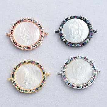 4 Χρώματα Κέλυφος Χριστιανική Θρησκεία Virgin Mary Connector Charm DIY Jewelry Βραχιόλια Blessed For Women Κορίτσι Άνδρας Θρησκευτικά κοσμήματα