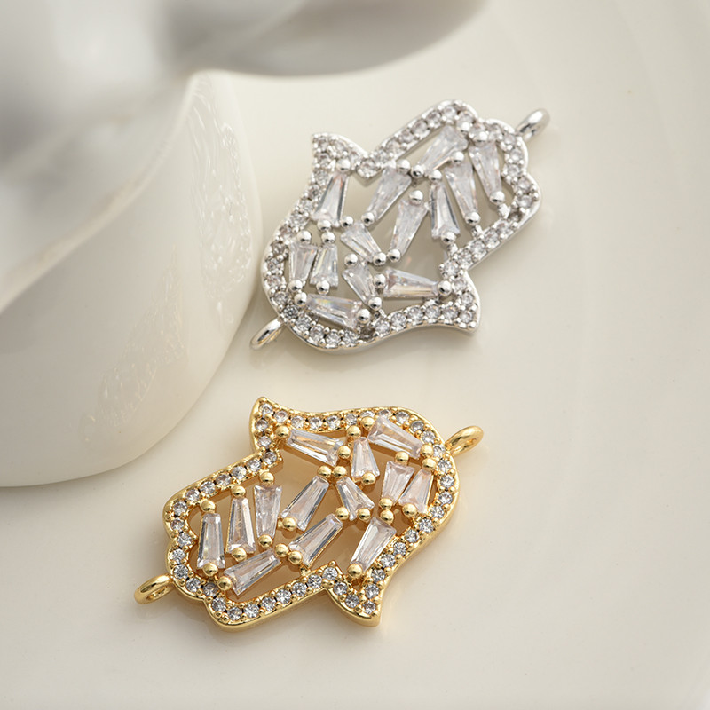 Sjajni Hamsa ručni šuplji privjesci Konektor Dodaci za izradu nakita DIY Ručni rad Žene Muškarci Nakit Narukvice Modni darovi